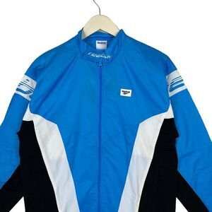 New Reebok Classic Men US XL Blue Windbreaker Track Jacket Zip Up Long Sleeve